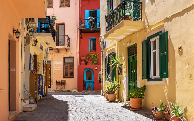 Rue de la vieille ville de Chania, Crète, Grèce